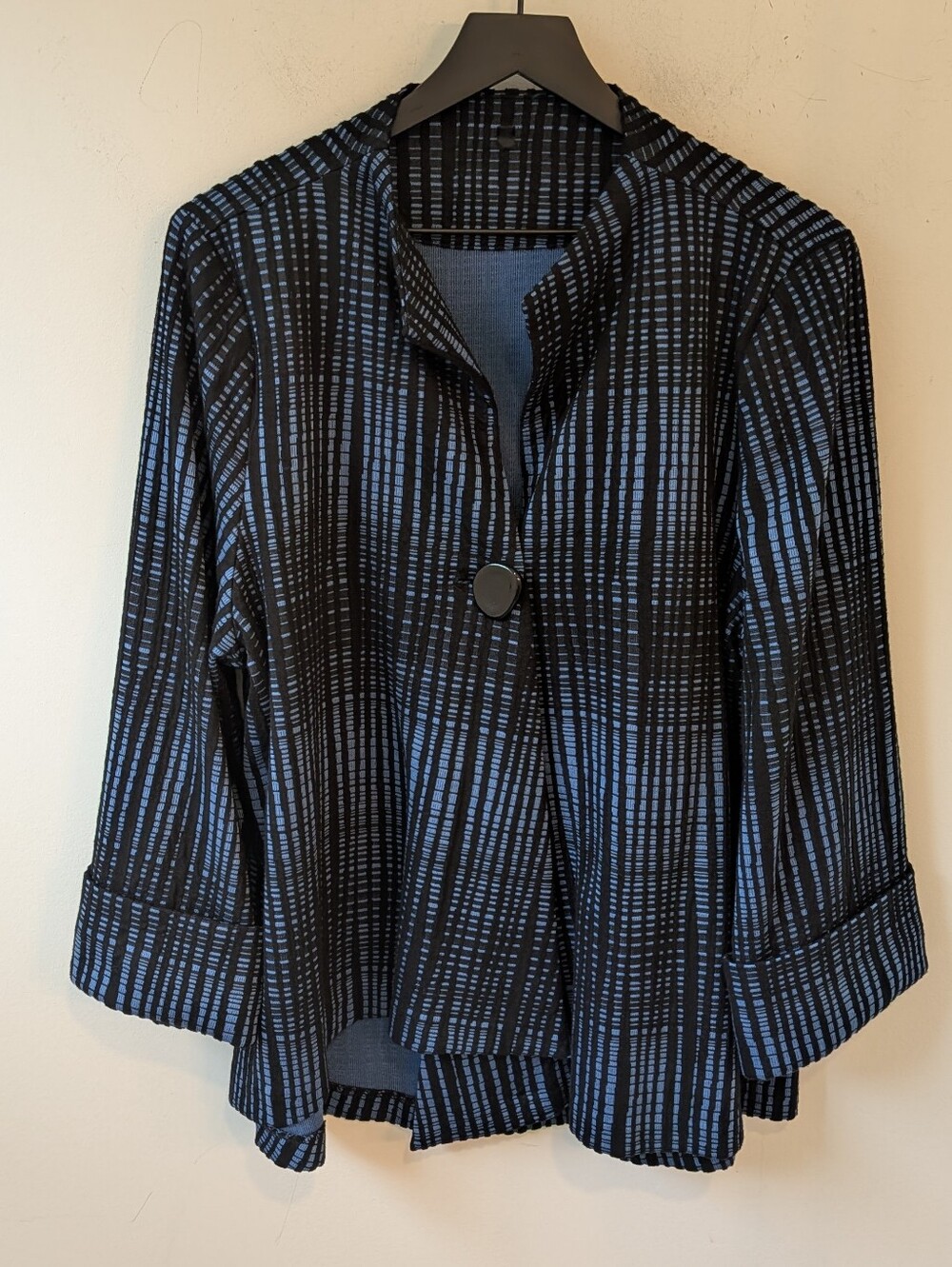 IC by Connie K Women's Black Blue Jacket Size 2X Art to Wear Lagenlook